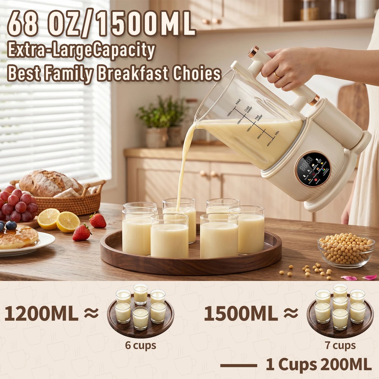 Automatic Nut Milk Maker 1500ml Plug and Play Multifunction Juicer