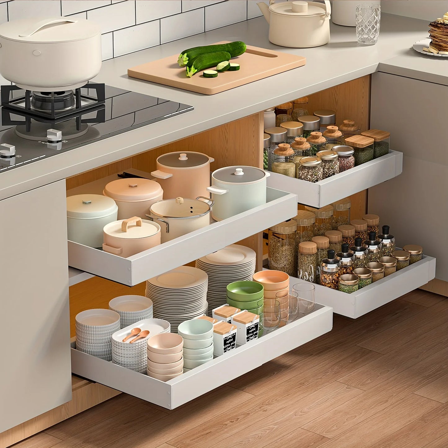 Pull Out Cabinet Organizer Slide Out Storage Rack For Pantry