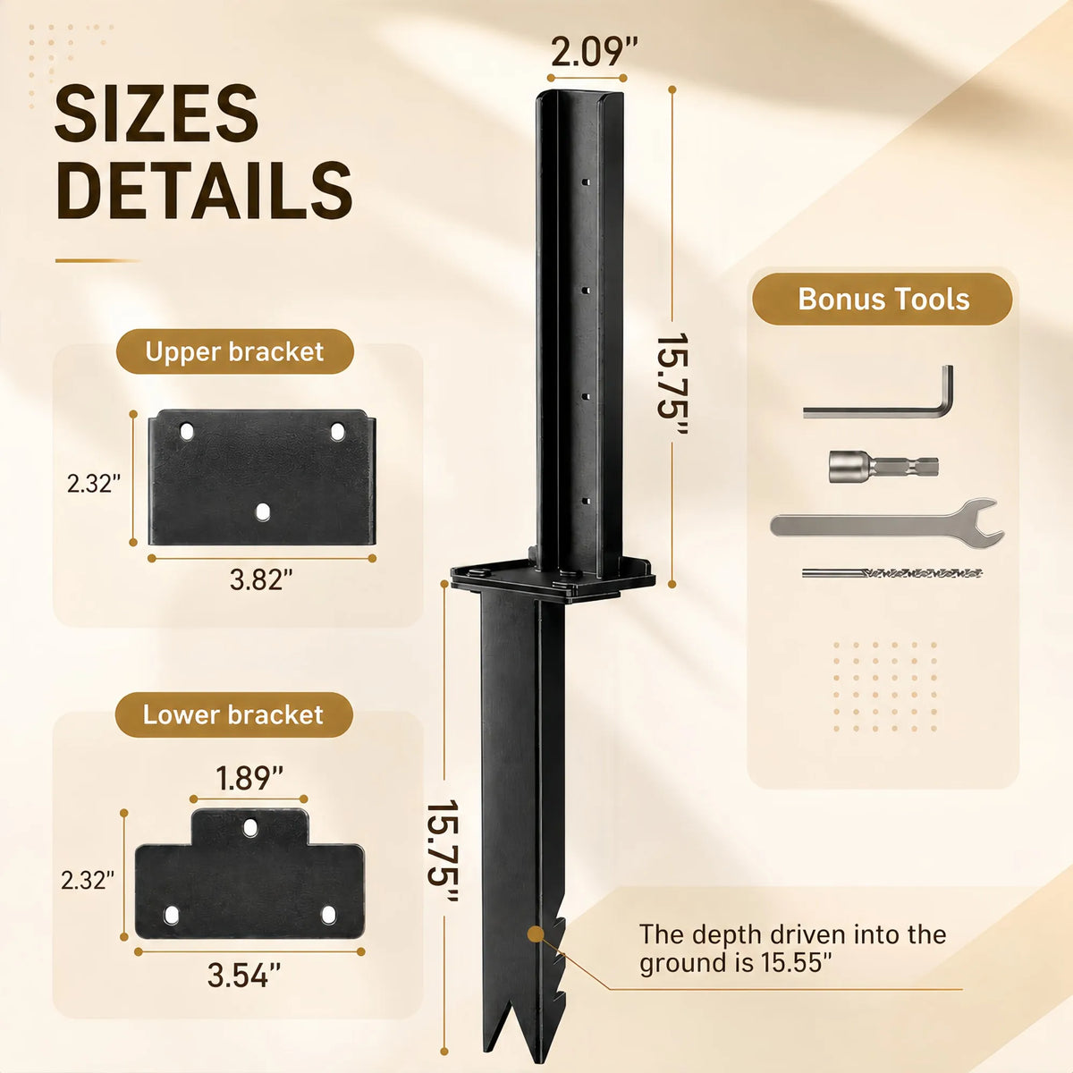 Heavy Duty Steel Fence Post Repair Kit With Anchor