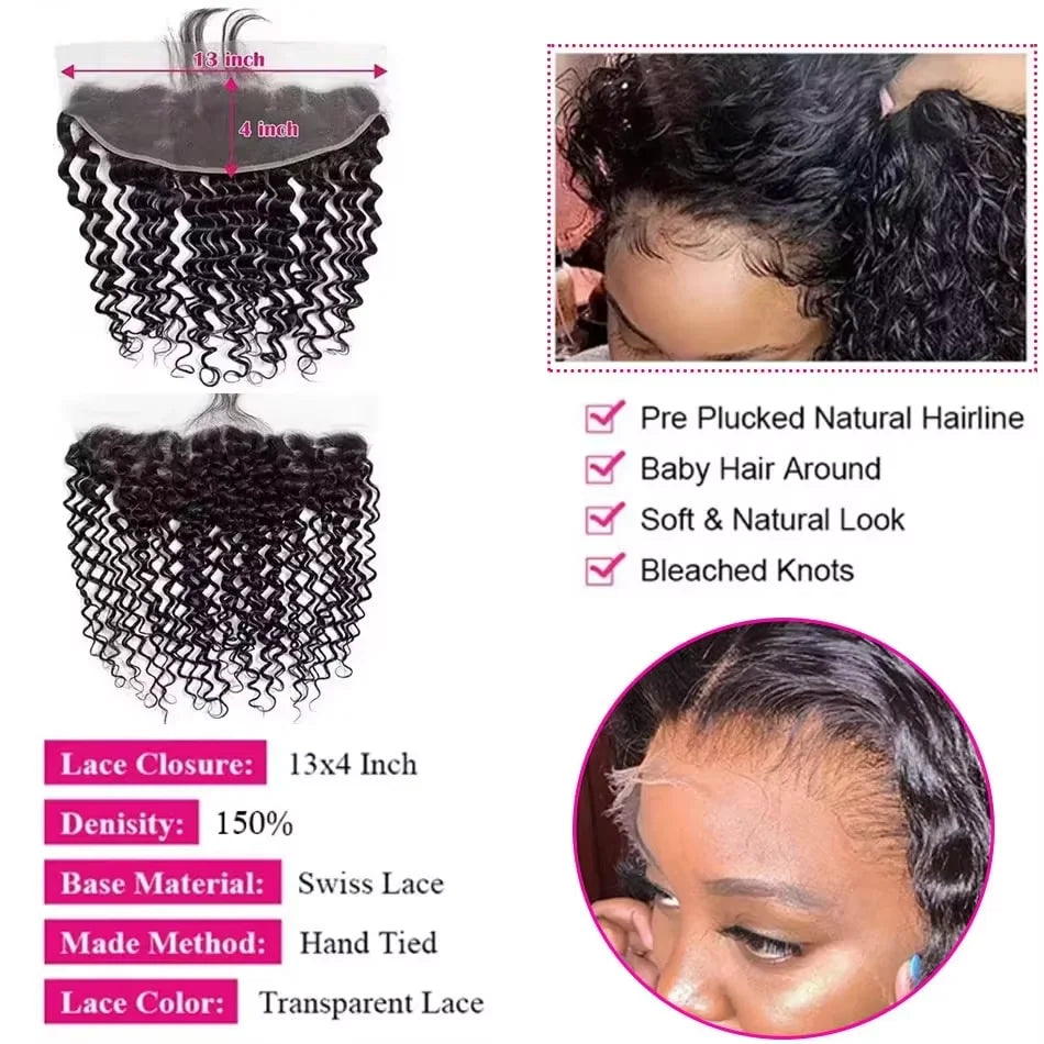 Missblue Burmese Deep Wave Hair Bundles With HD Lace Closure