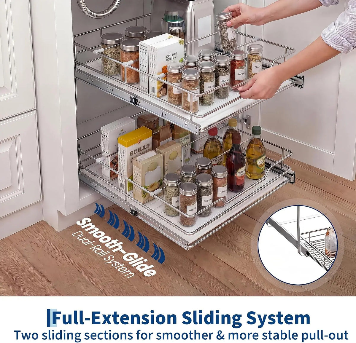 Stainless Steel Pull Out Under Sink Organizer Cabinet Storage Shelf