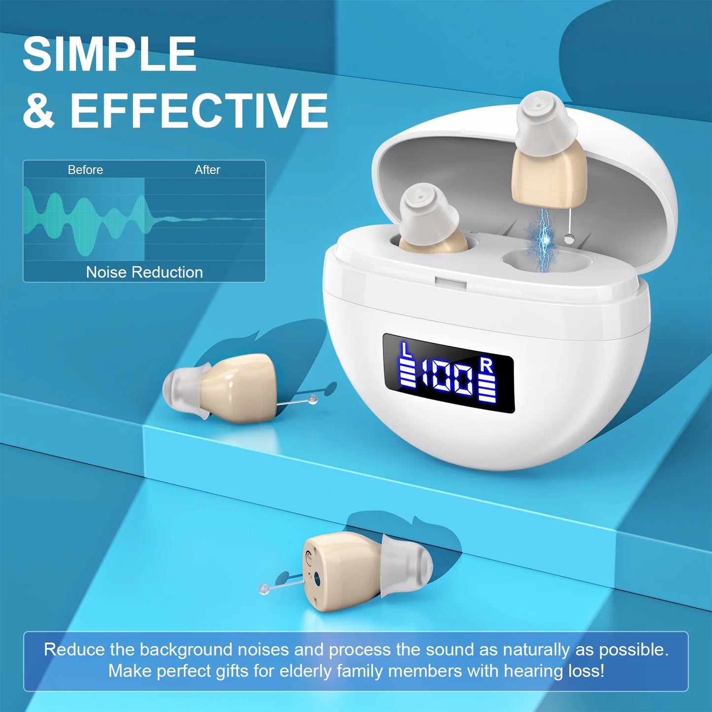 Kfcoptee Mini Rechargeable Invisible In-Ear Hearing Amplifier With Adjustable Volume