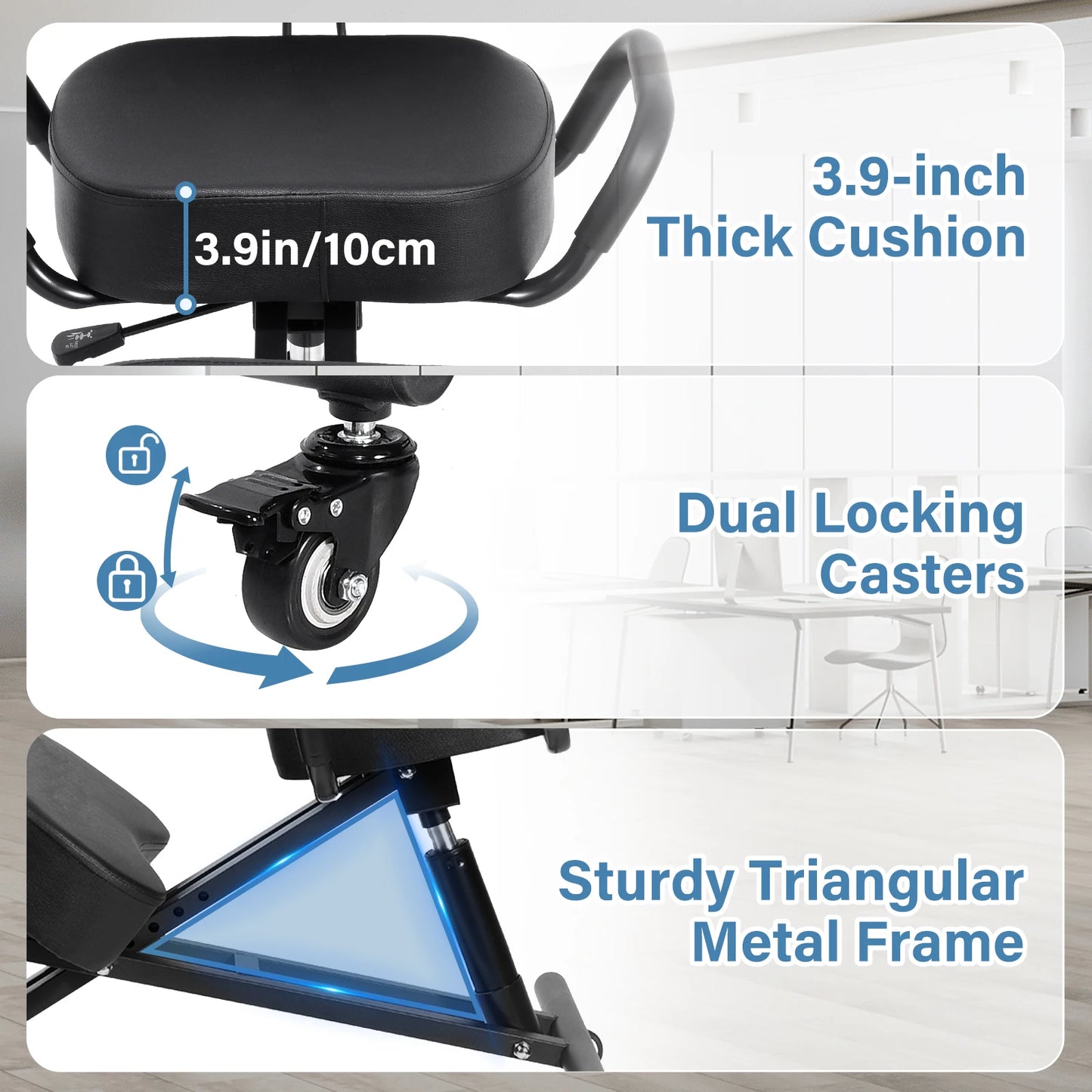 Height Adjustable Ergonomic Kneeling Chair With Back Support