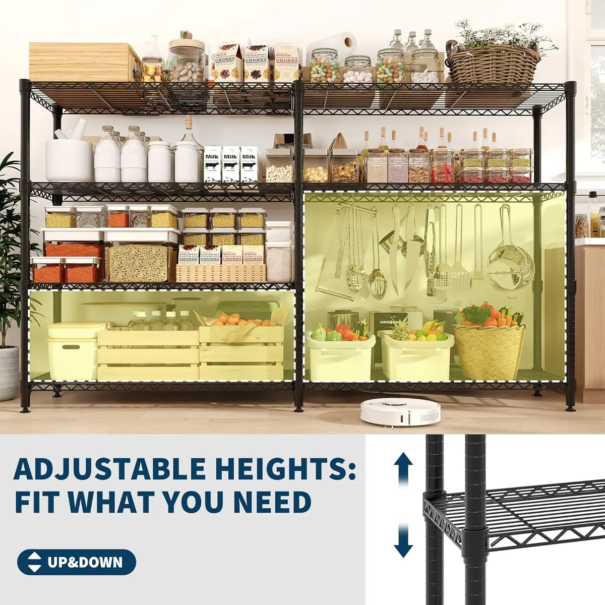 Twister Heavy Duty Adjustable Metal Shelving Unit For Kitchen Garage