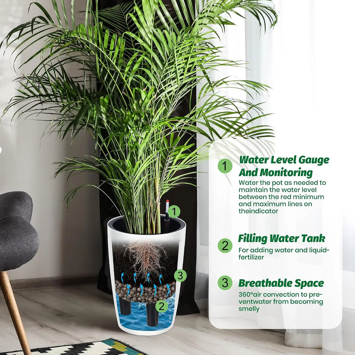 Tacleekii Self Watering Planters With Drainage For Indoor Gardens