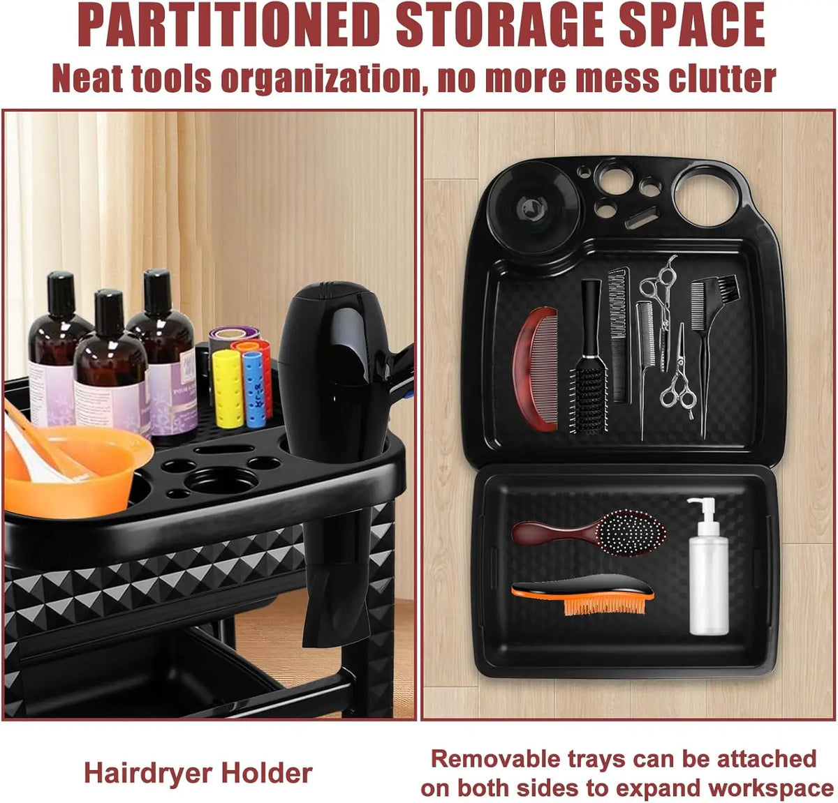 Professional Salon Rolling Storage Cart For Cosmetics Makeup Supplies