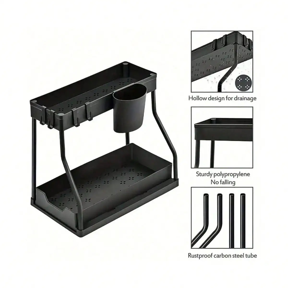 Metal Under Sink Pull Out Cabinet Storage Organizer With Drawer