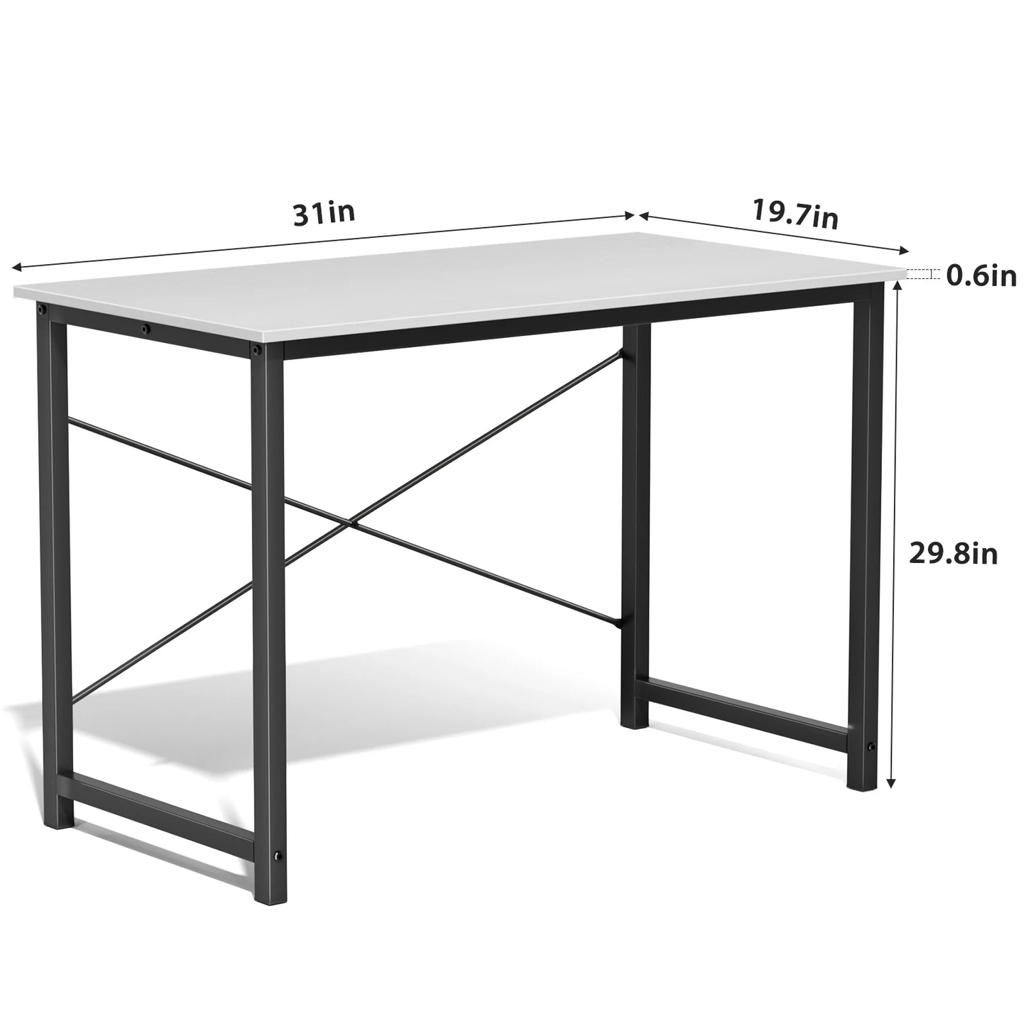 JHK Computer Desk Wood Table With Metal Frame For Office