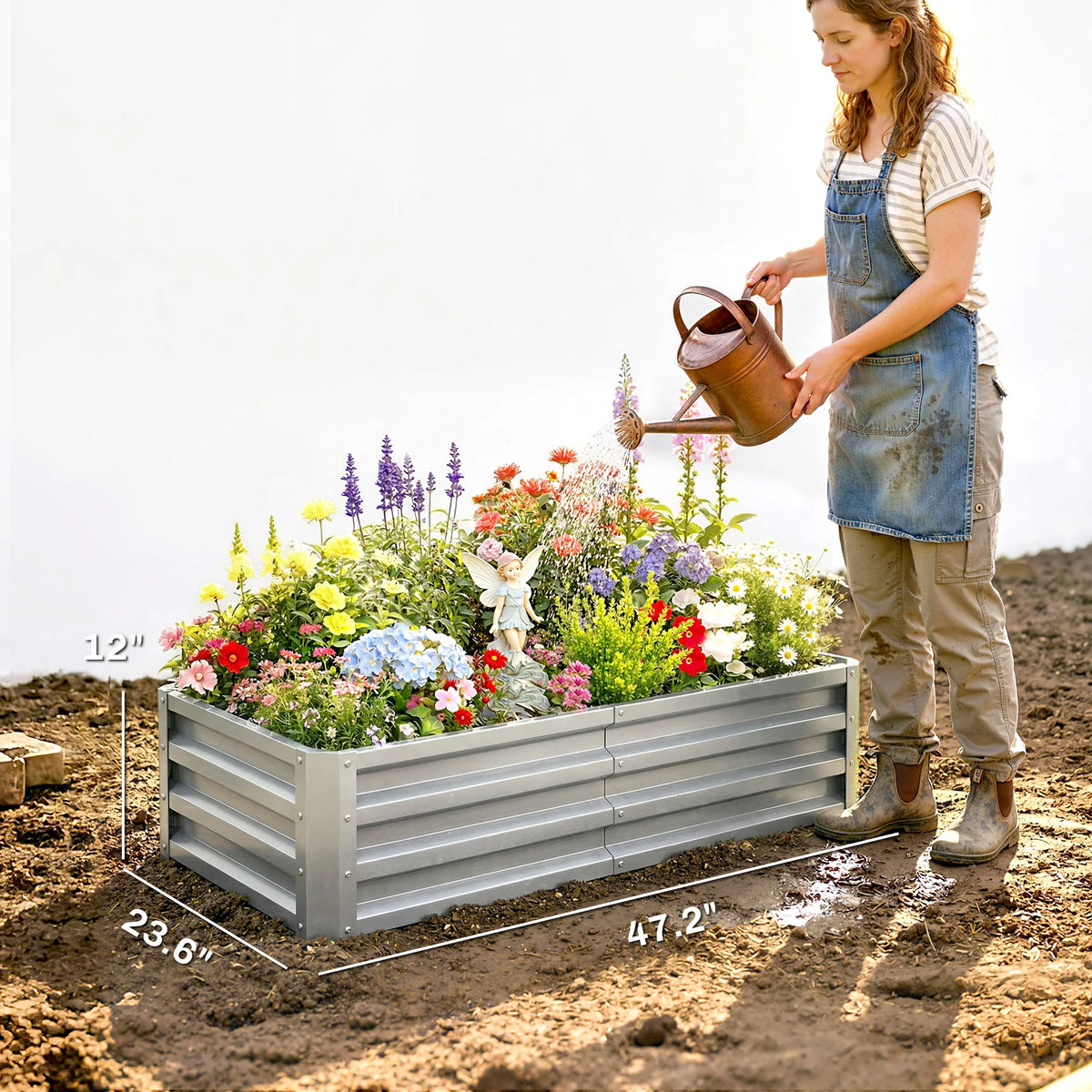 Outsunny Galvanized Steel Raised Garden Bed Vegetable Planter