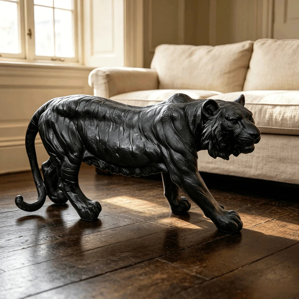 Simulated Tiger Resin Garden Statue For Patio Decor
