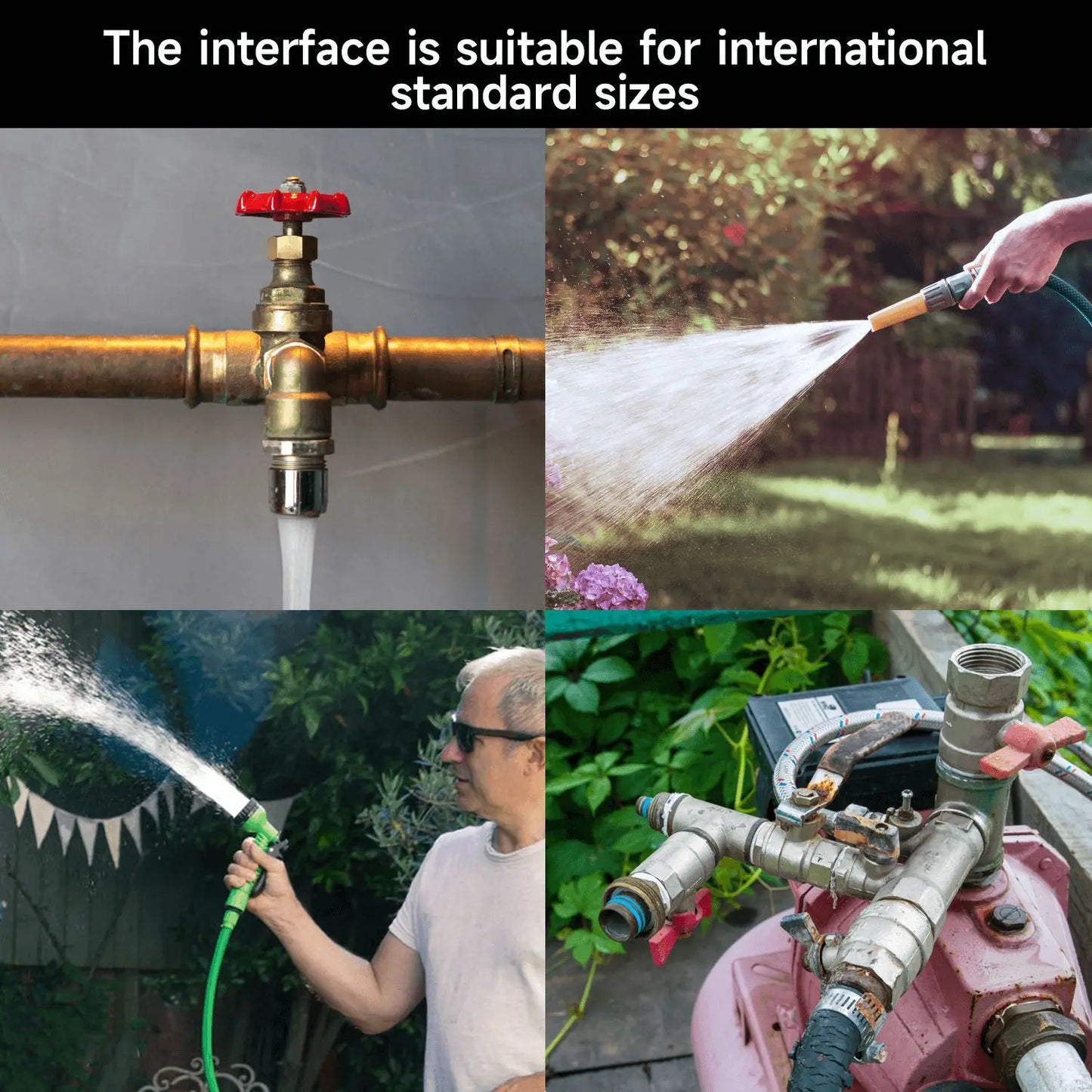 Expandable Garden Hose With Spray Nozzle And Holder