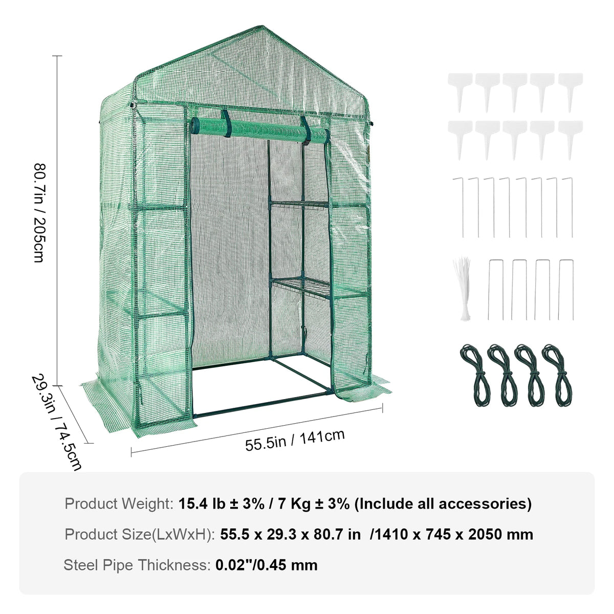 Walk In Greenhouse With Steel Frame And Polyethylene Cover