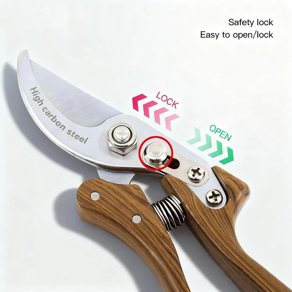 Heavy Duty Garden Pruning Shears With High Carbon Steel Blades