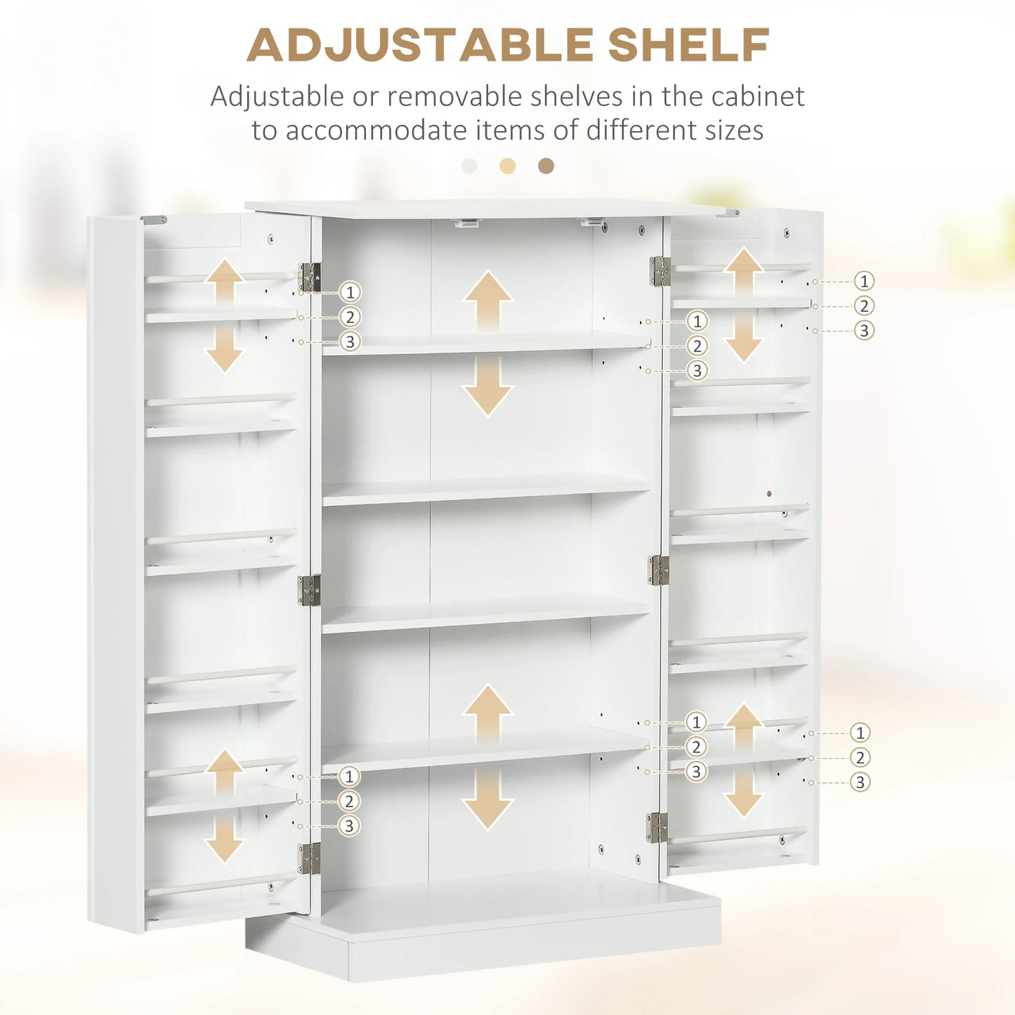 Modern Freestanding Kitchen Pantry Cabinet With Adjustable Shelves