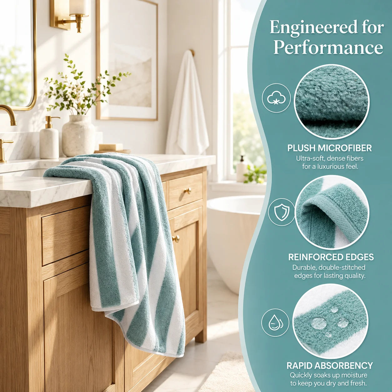 Ultra Absorbent Polyester Towel Set For Bathroom Spa