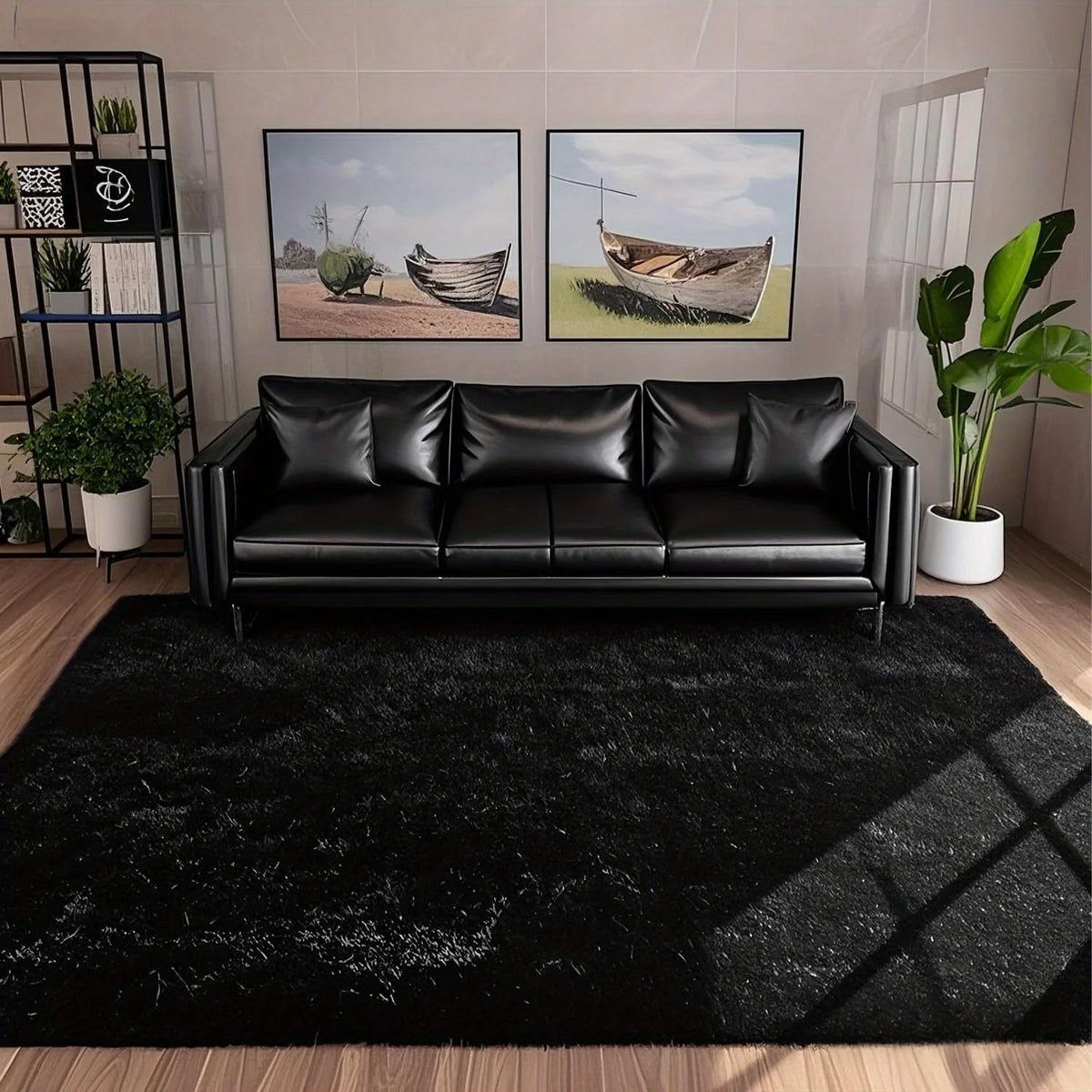 Plush Area Rug Geometric Pattern 100 Percent Polyester Living Room