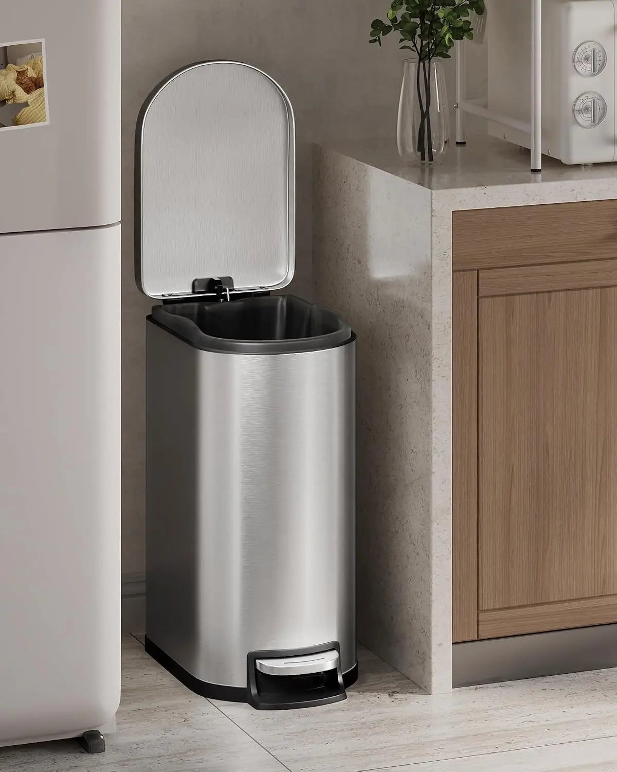 Garvee Stainless Steel Trash Can Featuring A Slow Closing Lid