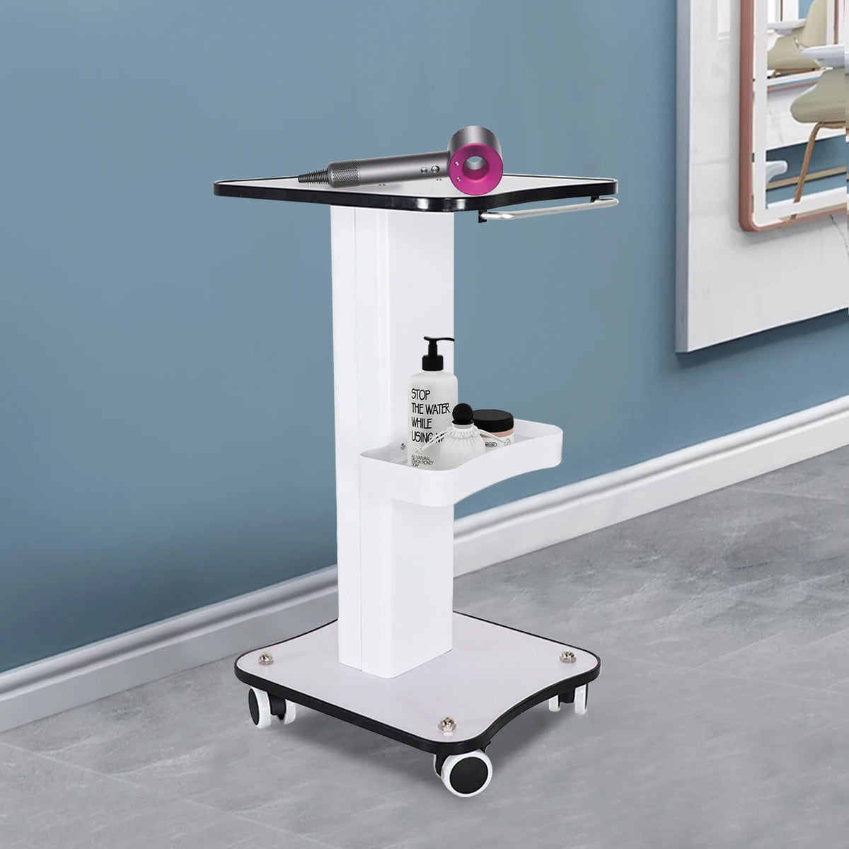Portable Beauty Barber Trolley With Storage And Brake Wheels
