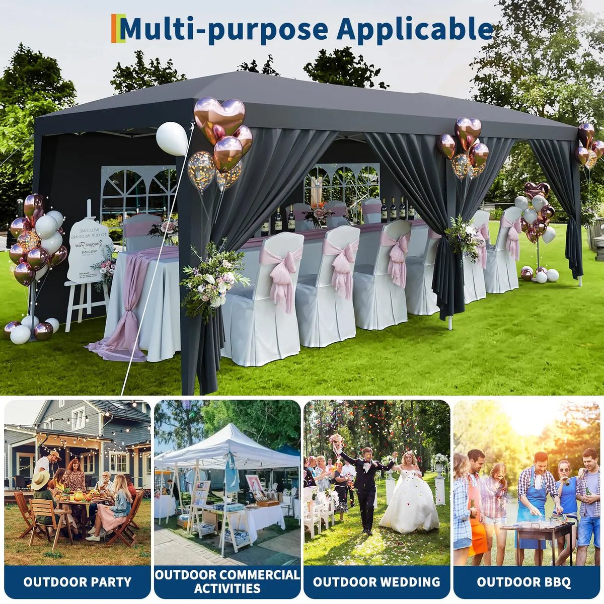 HiMISS Pop Up Canopy Tent With Removable Sidewalls Heavy Duty Waterproof