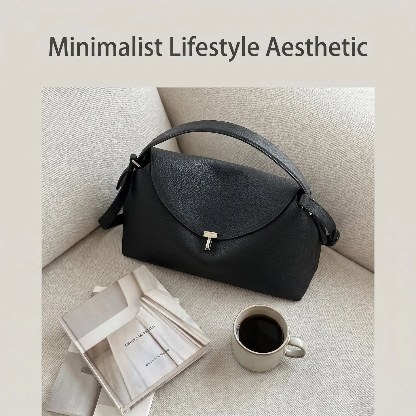 Luxury Genuine Leather Women's Shoulder Bag With Fur Decoration