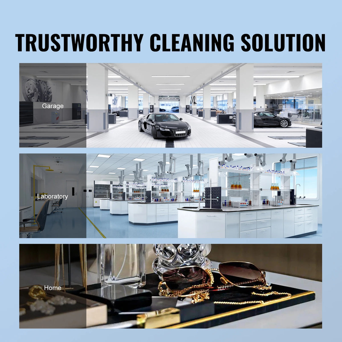 SucceBuy Portable Ultrasonic Cleaner Stainless Steel Digital Cleaning Machine