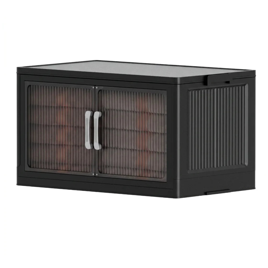 Foldable Plastic Storage Cabinet with Wheels and Double Doors