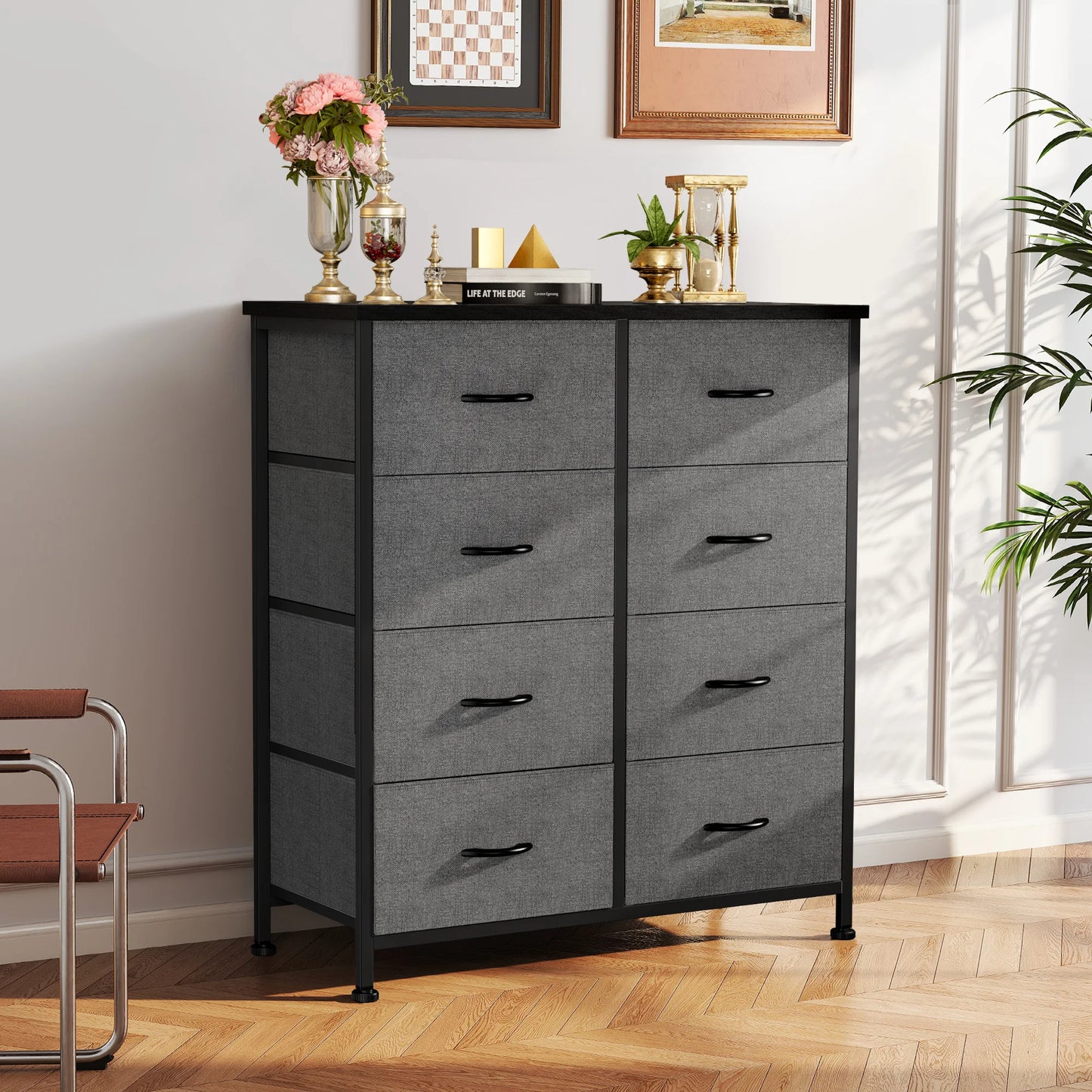 JHK Dresser Wardrobe With 8 Fabric Drawers Metal Frame Cabinet