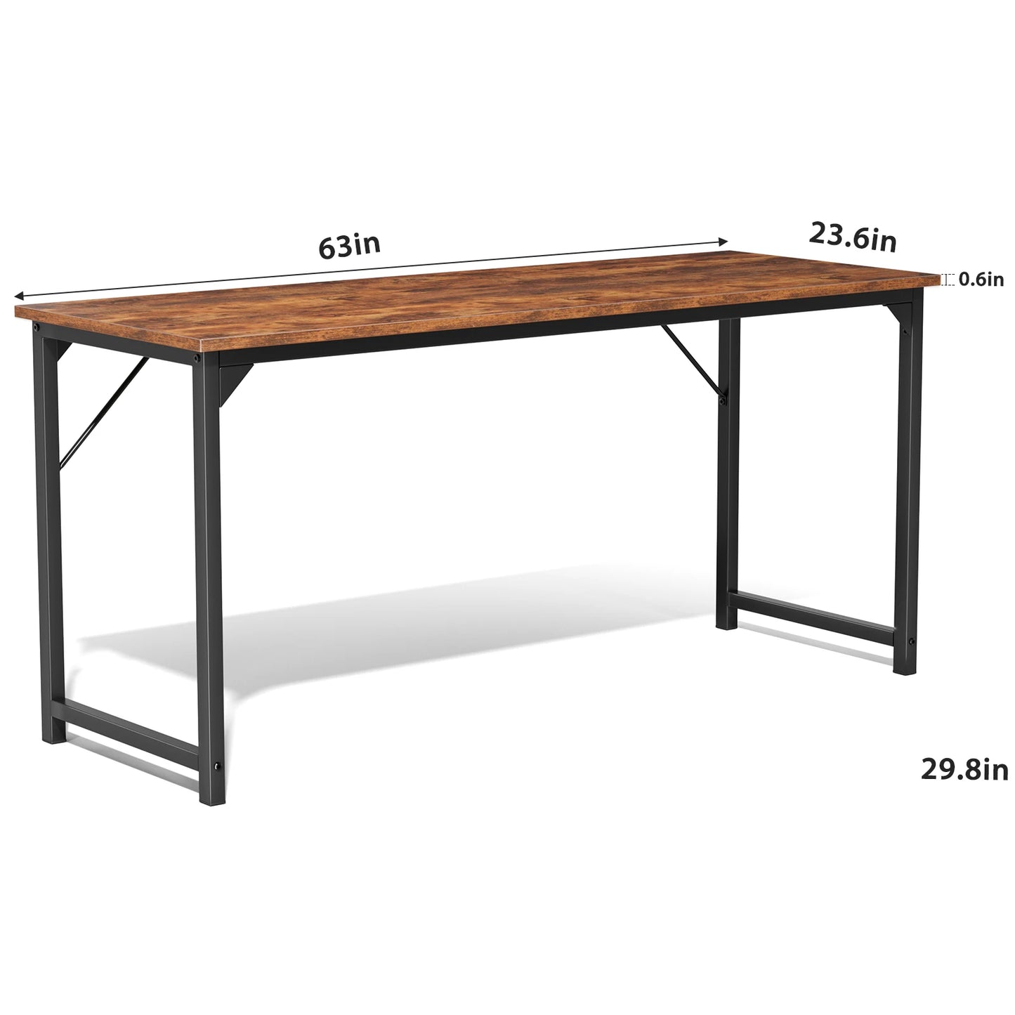 JHK Computer Desk Wood Table With Metal Frame For Office