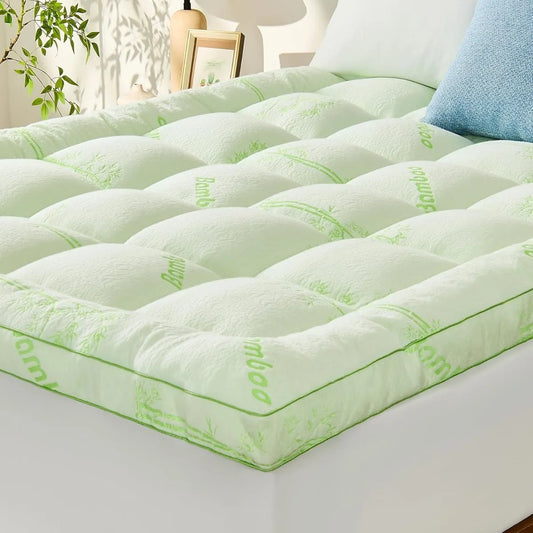 Cooling Memory Foam Mattress Topper With Ultra Soft Bamboo Pillow Top