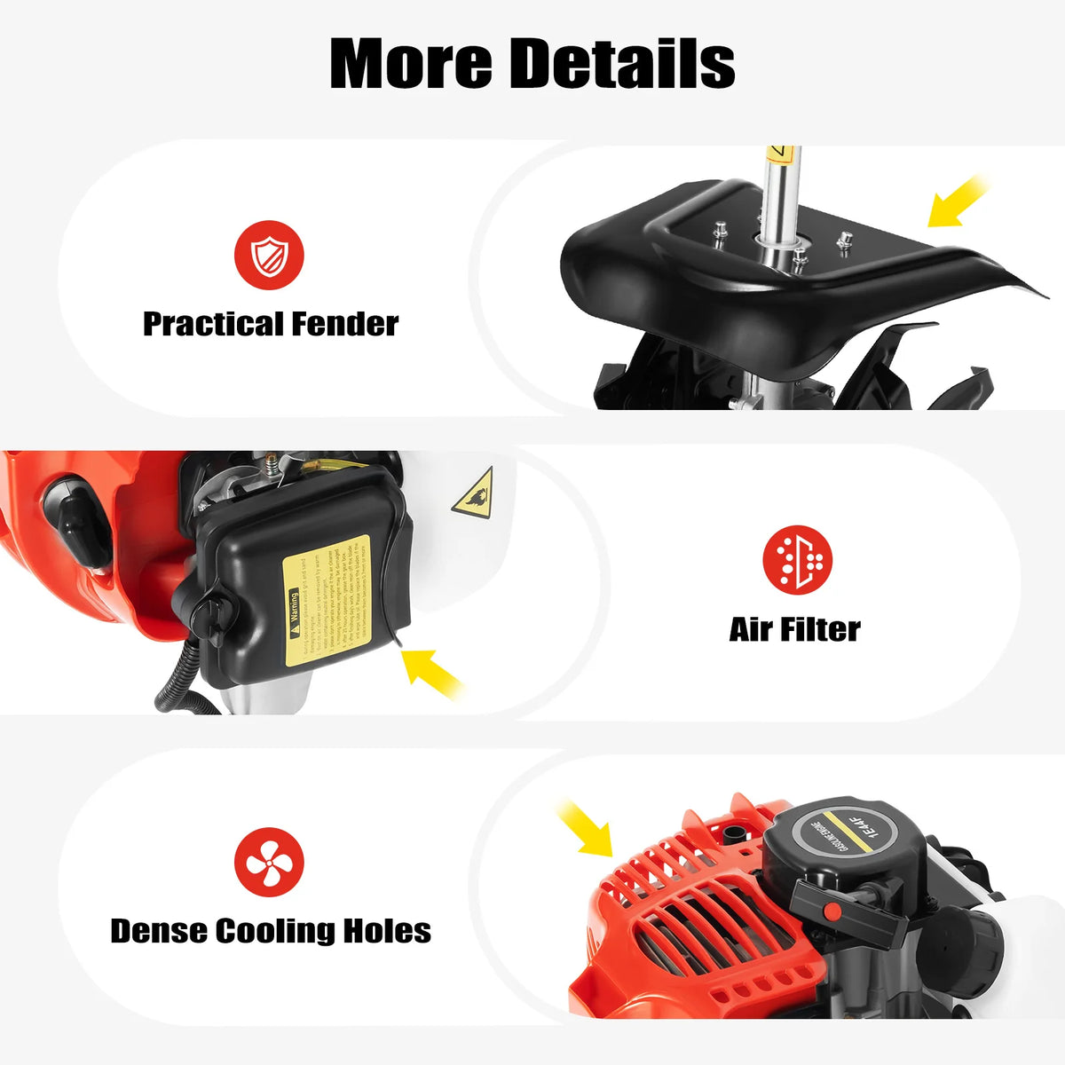Compact Handheld Gas Powered Garden Tiller Cultivator Tool