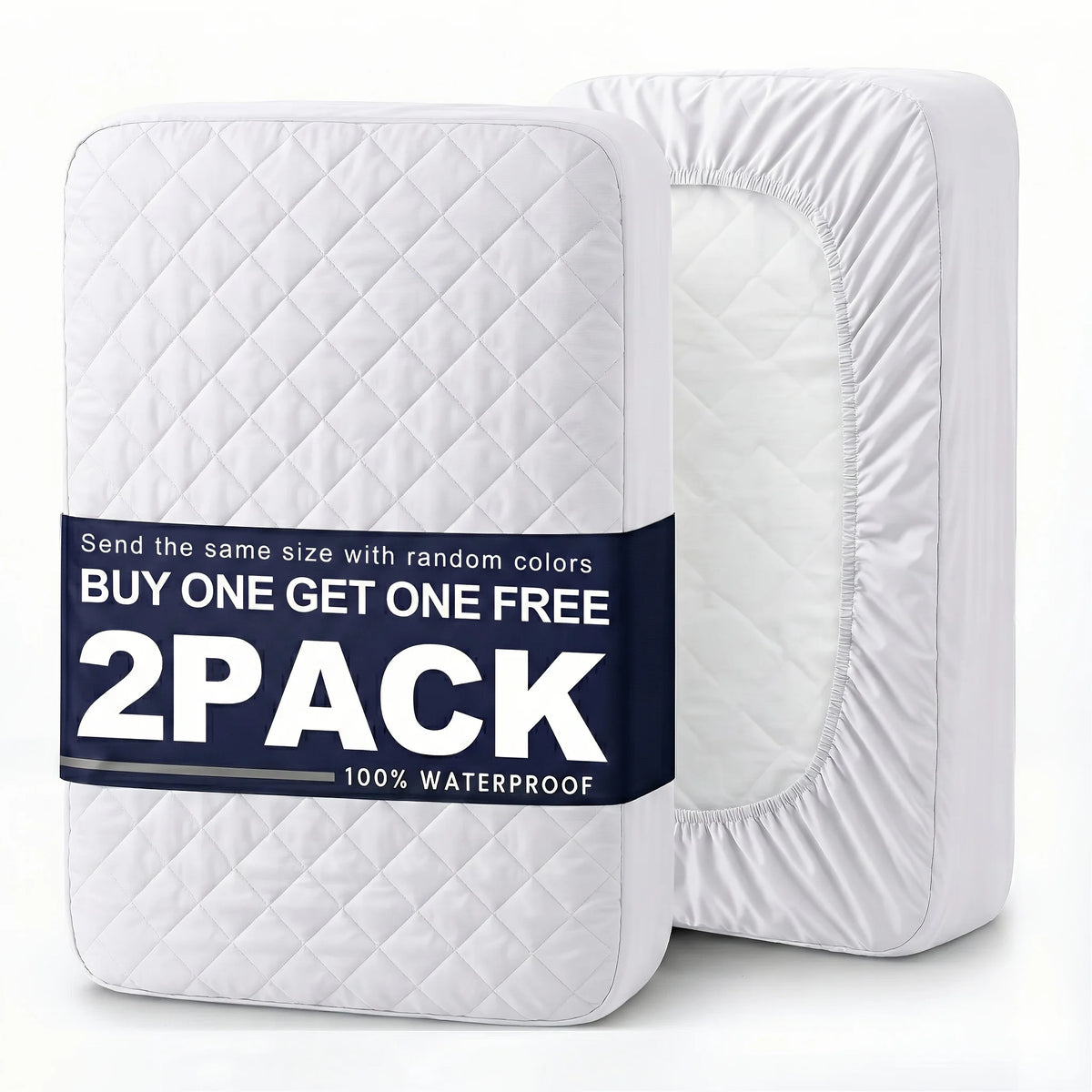 2Pcs,Buy One Selected Color Get One Random Free Quilted Waterproof Mattress Cover, Comfortable Stain & Wrinkle Resistant