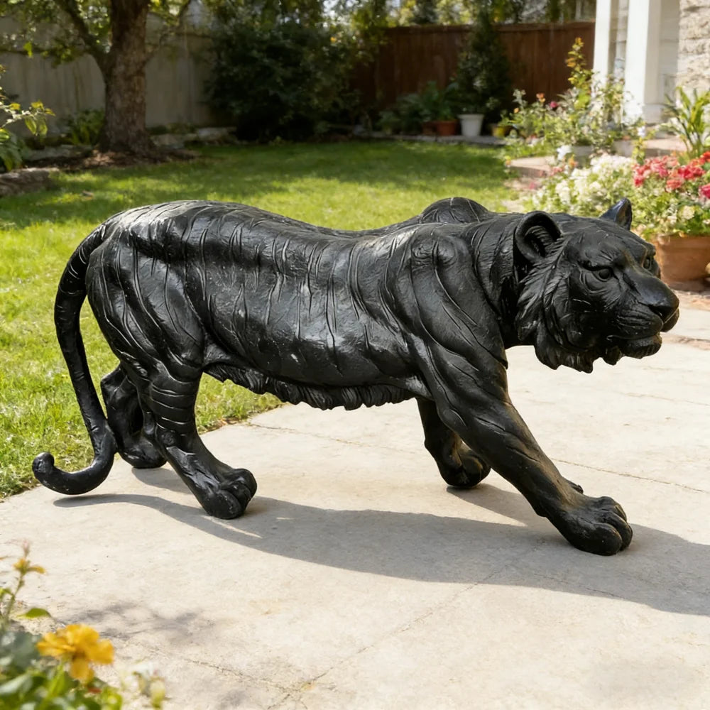 Simulated Tiger Resin Garden Statue For Patio Decor