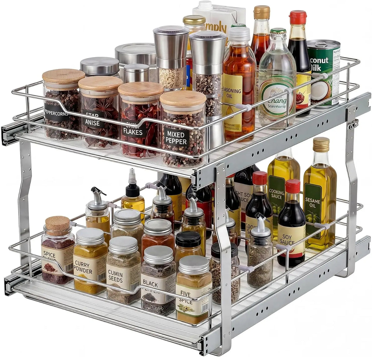 Stainless Steel Pull Out Under Sink Organizer Cabinet Storage Shelf