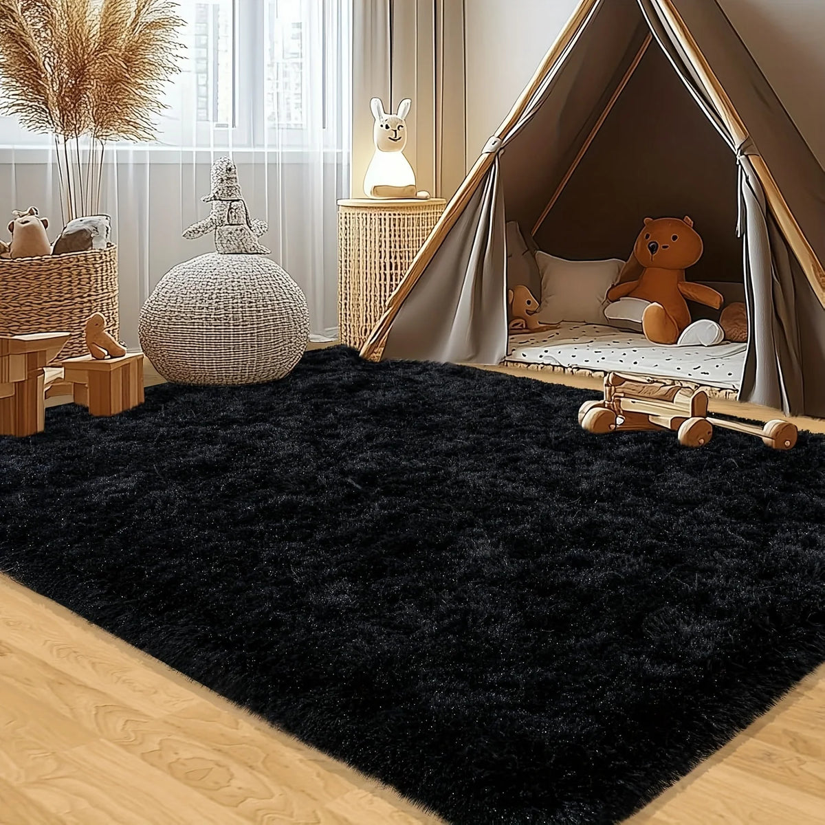 Plush Area Rug Geometric Pattern 100 Percent Polyester Living Room