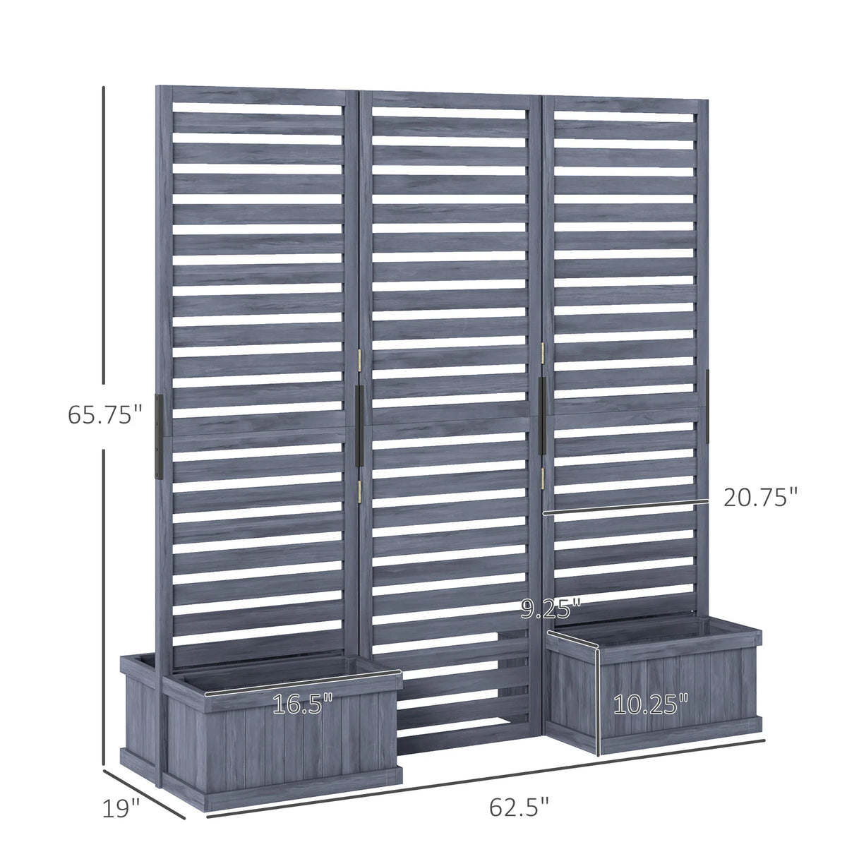 Outsunny Wooden Privacy Screen With Four Planter Boxes