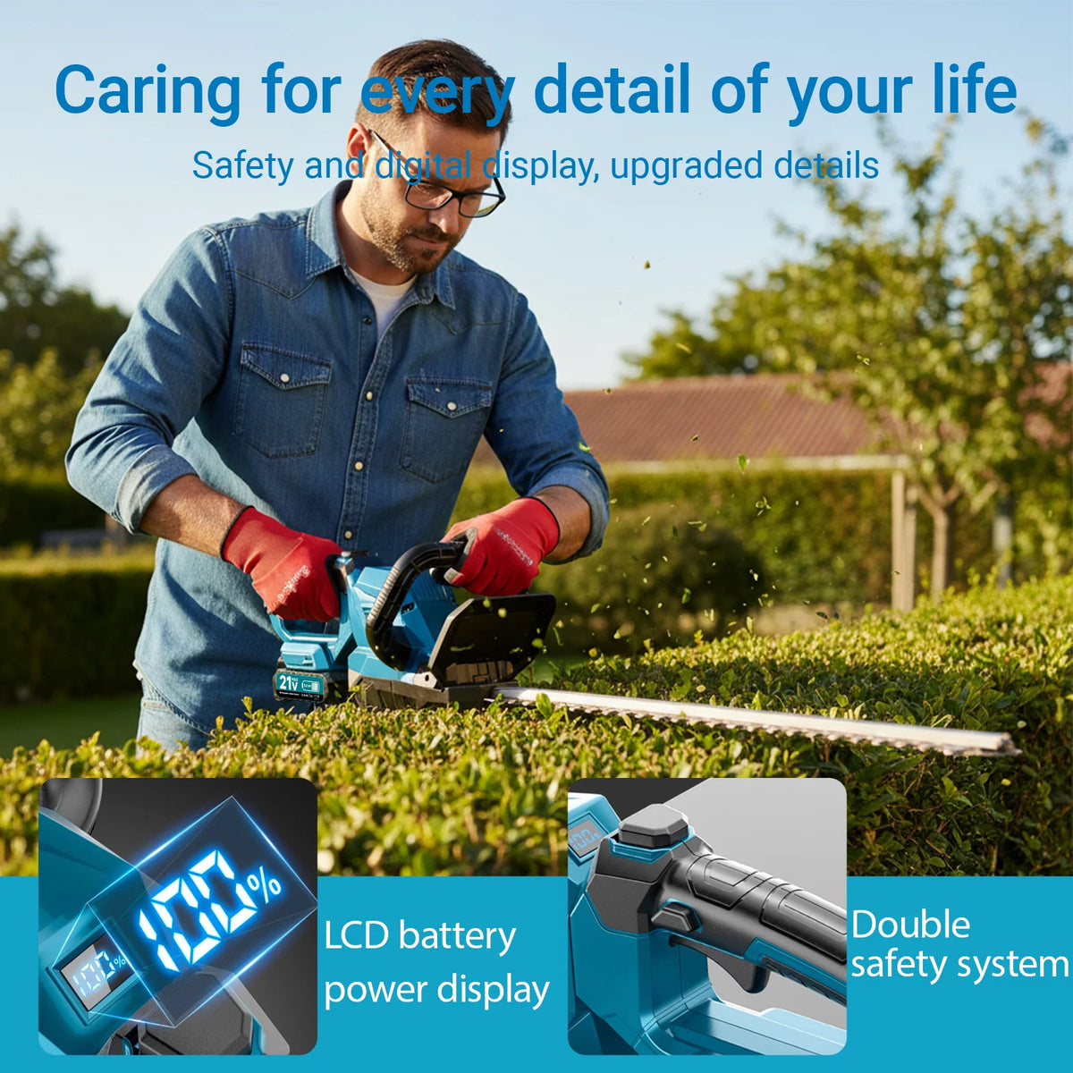 XYSD Brushless Cordless Hedge Trimmer With Rotatable Head