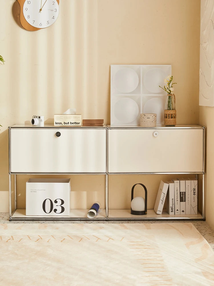 Bigcityfur TV Stand Corner Cabinet Stainless Steel Storage Display