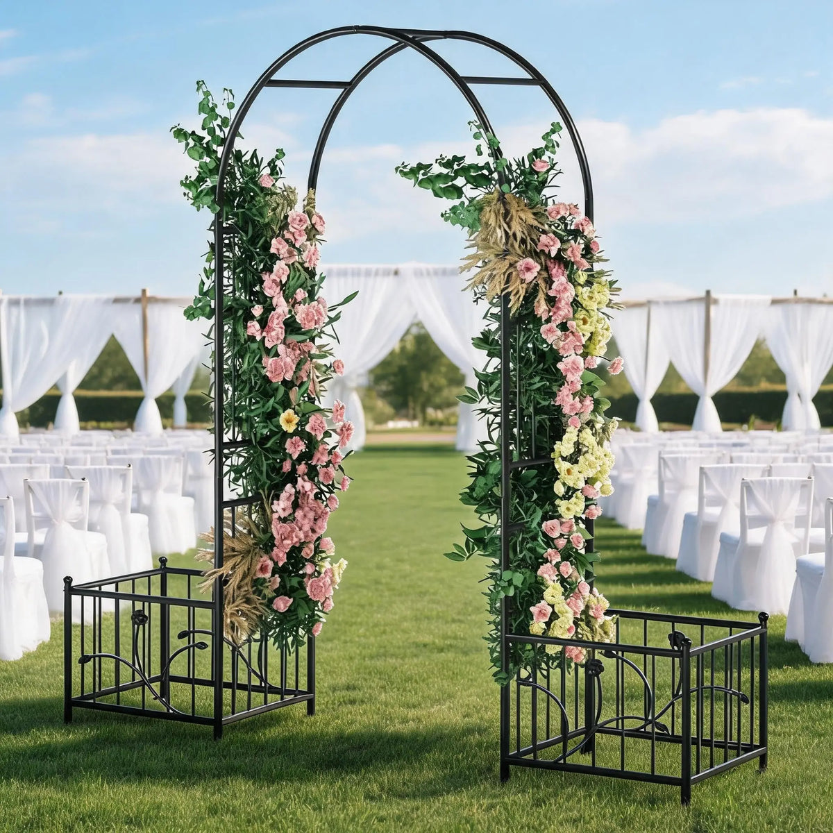 Sturdy Metal Garden Arbor Trellis Arch For Outdoor Plants