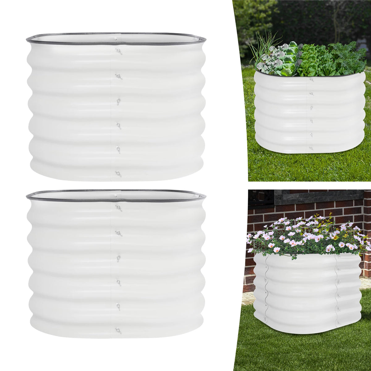 Bymaocar Round Raised Steel Garden Bed Outdoor Vegetable Planter