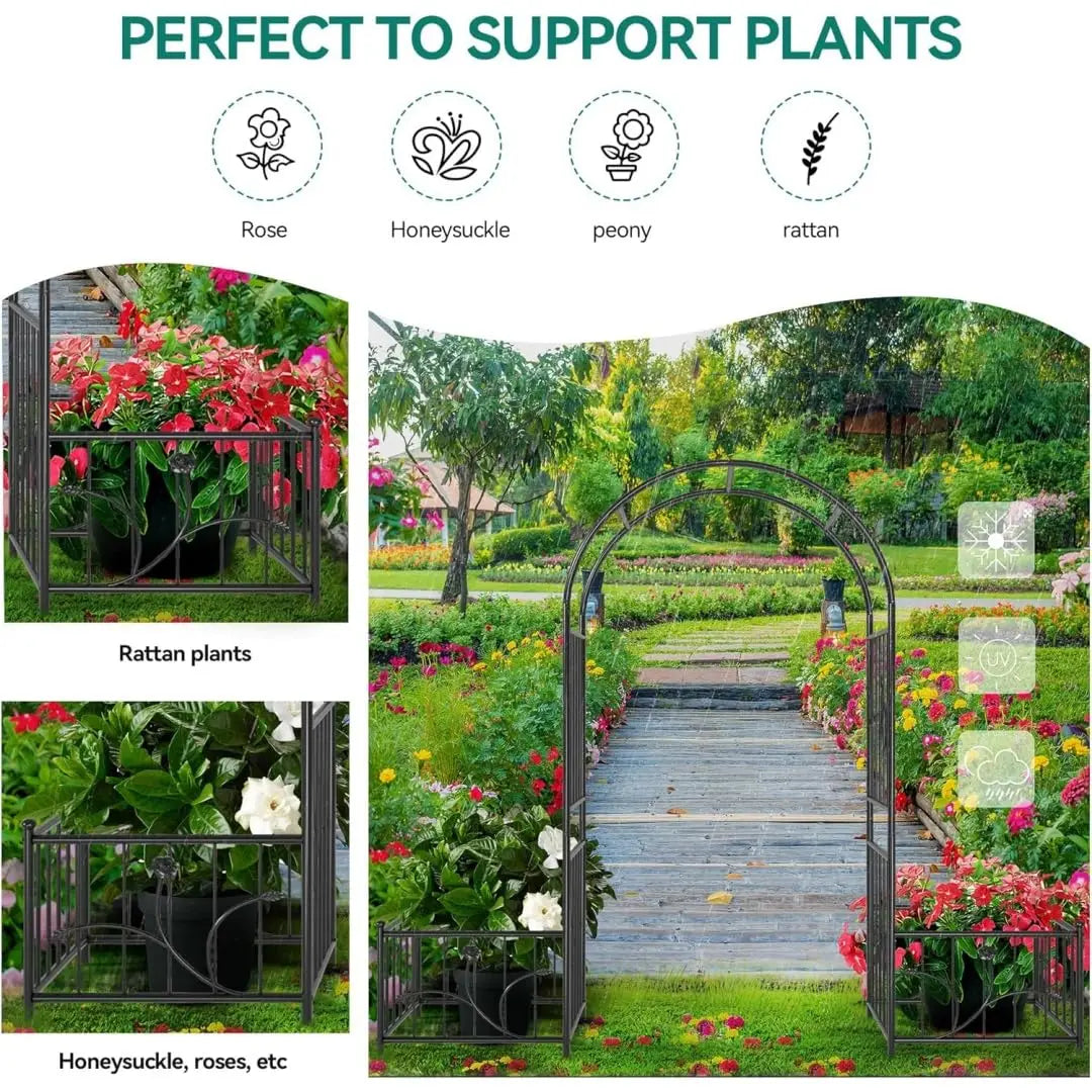 Sturdy Metal Garden Arbor Trellis Arch For Outdoor Plants