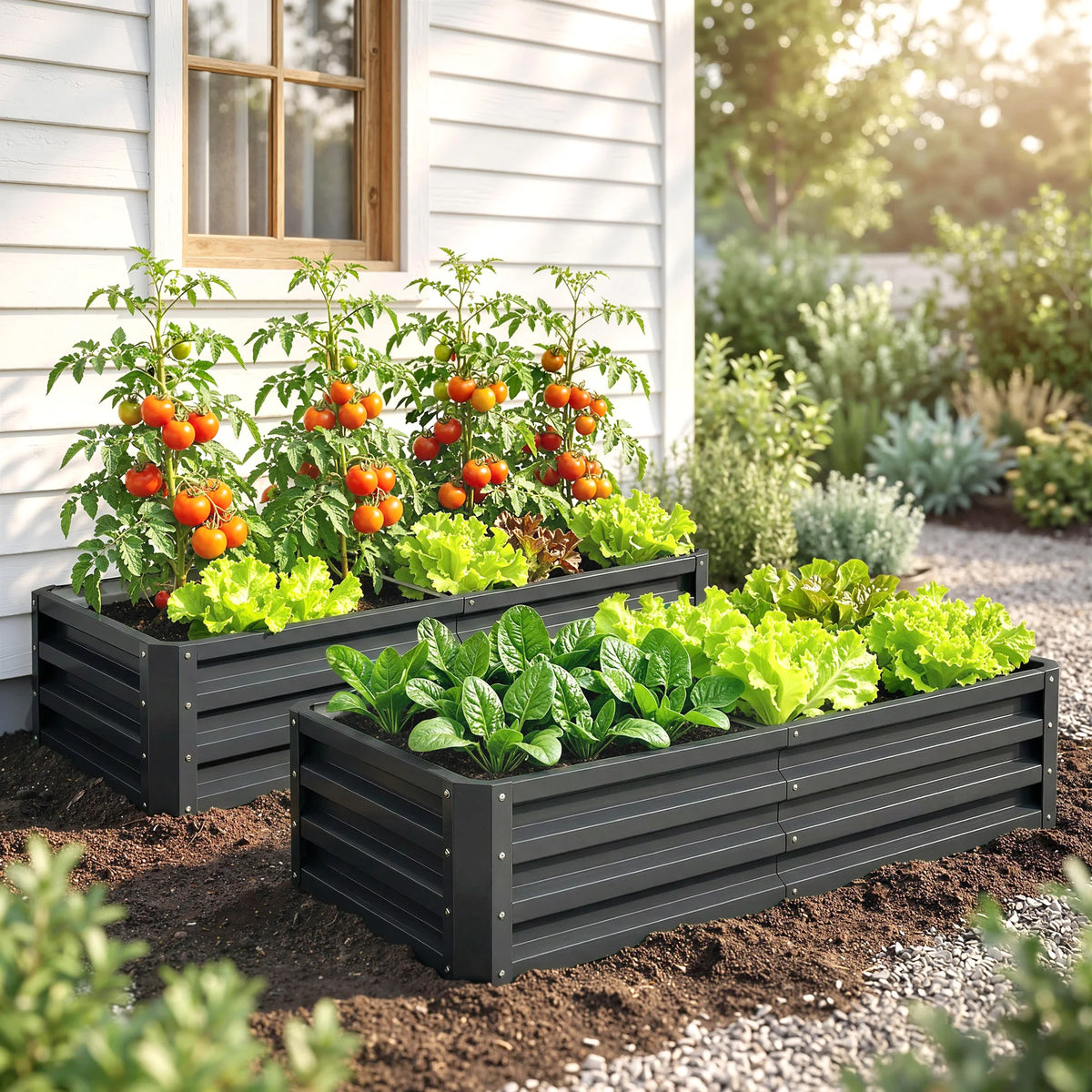 Outsunny Outdoor Galvanized Steel Raised Garden Planter Bed