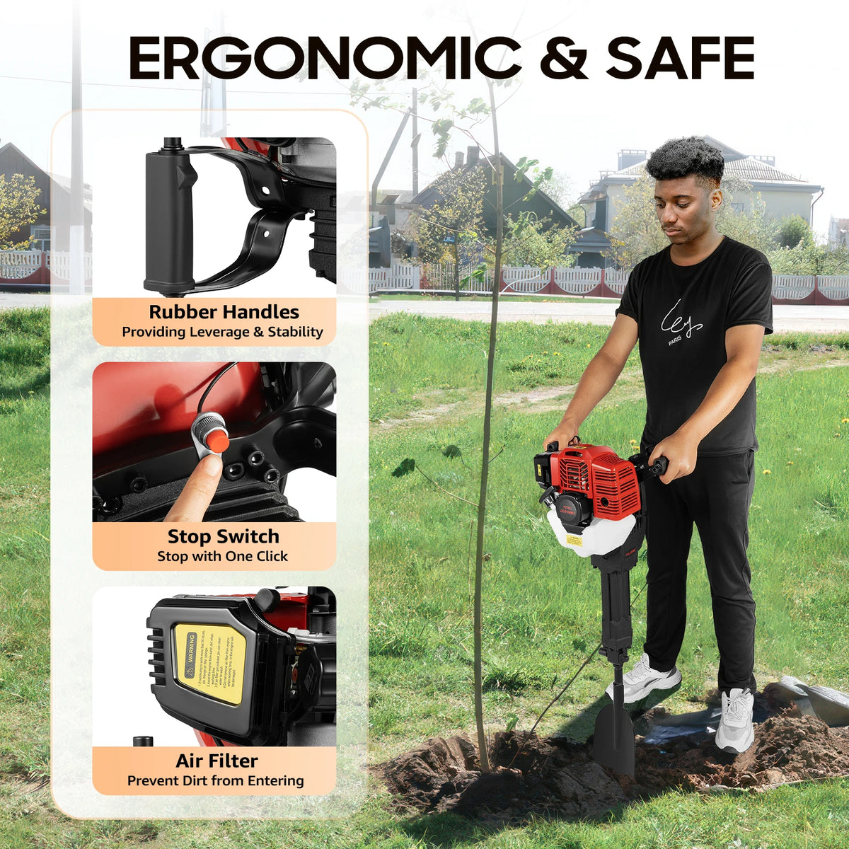 Portable 52cc Two Stroke Engine Tree Digger For Landscaping