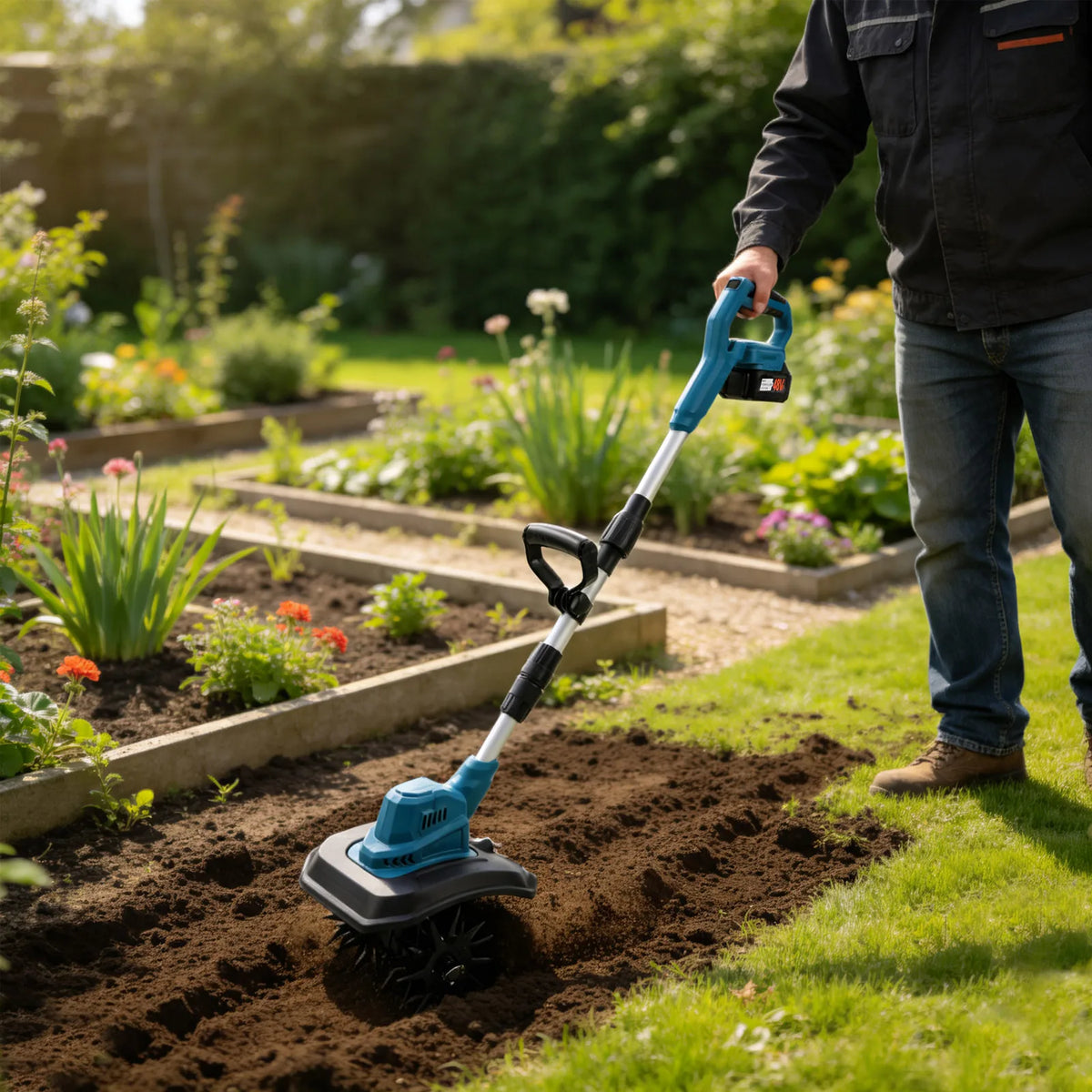 Electric Cordless Garden Tiller And Handheld Soil Loosener