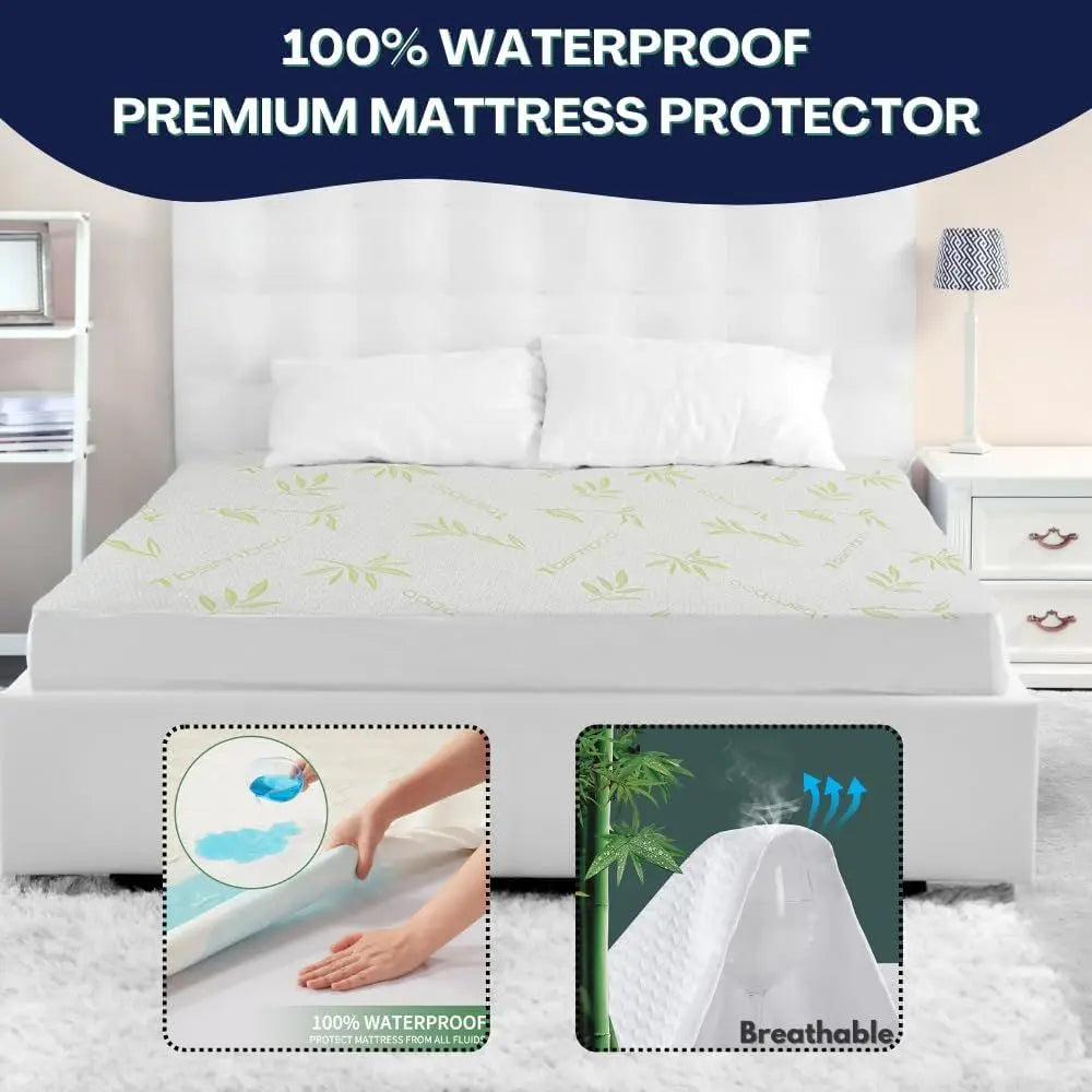 Waterproof Mattress Protector With Zipper Cover Ultra Soft Breathable