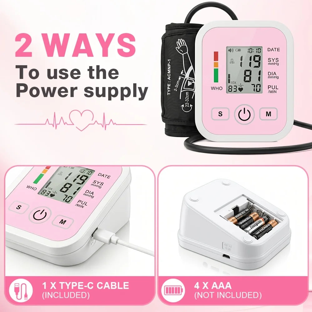 Automatic Digital Blood Pressure Monitor With Heart Rate Pulse and Large Lcd Display