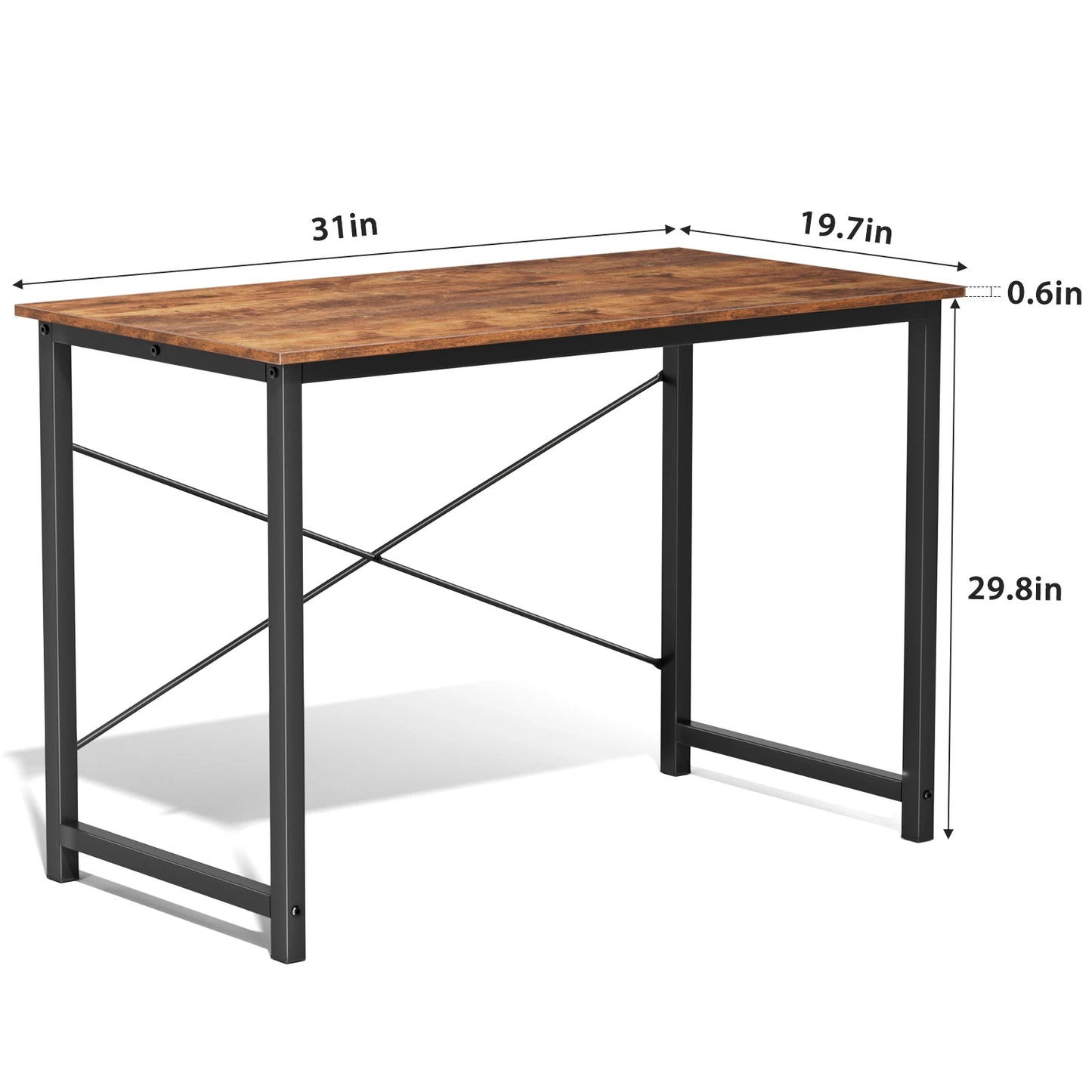 JHK Computer Desk Wood Table With Metal Frame For Office