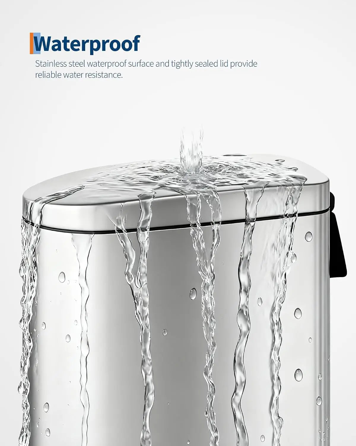 Garvee Stainless Steel Trash Can Featuring A Slow Closing Lid
