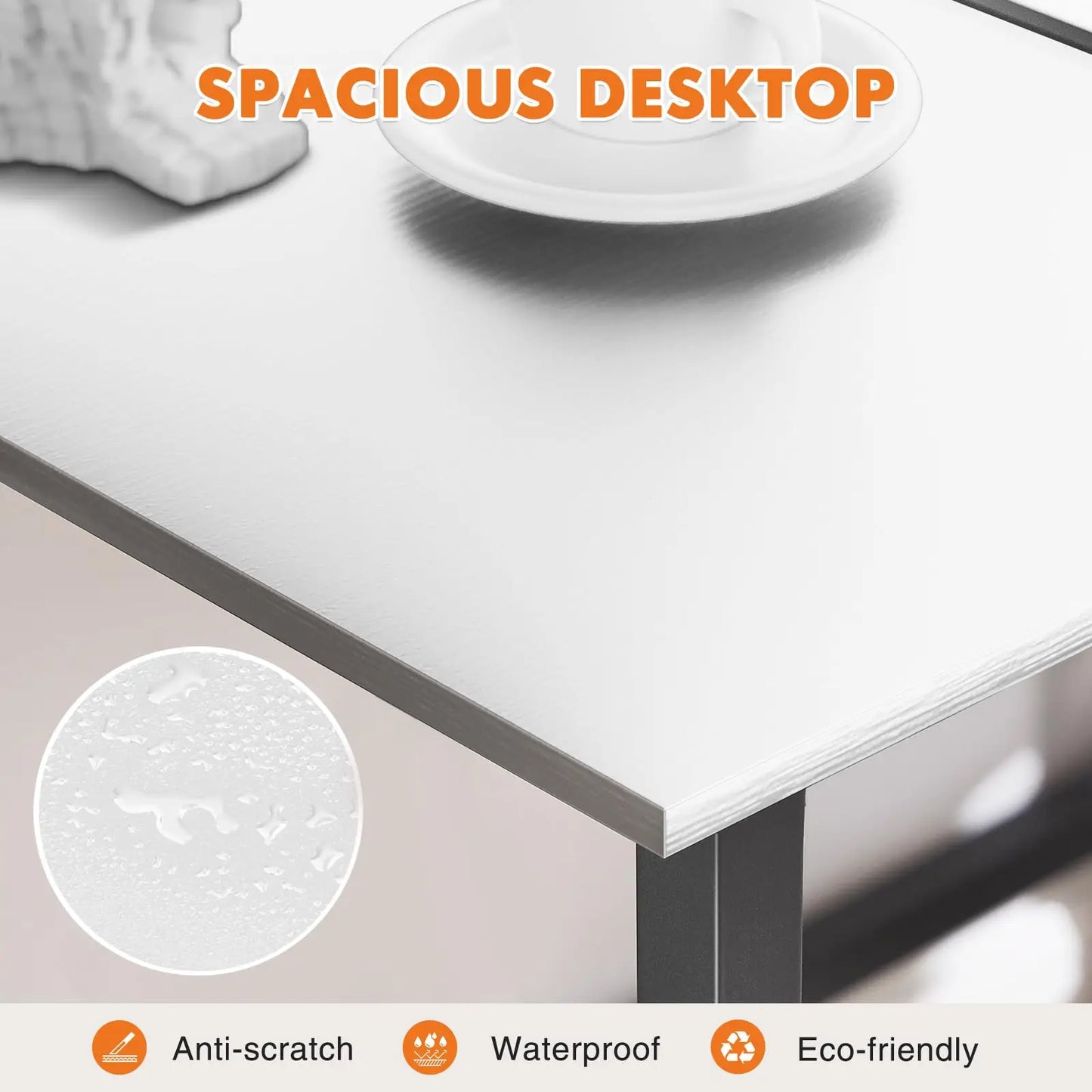 JHK Computer Desk Wood Table With Metal Frame For Office