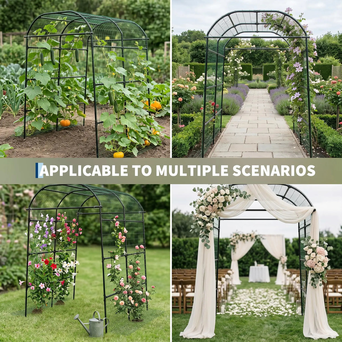 HiMISS Metal Garden Arch Trellis Adjustable Plant Support System
