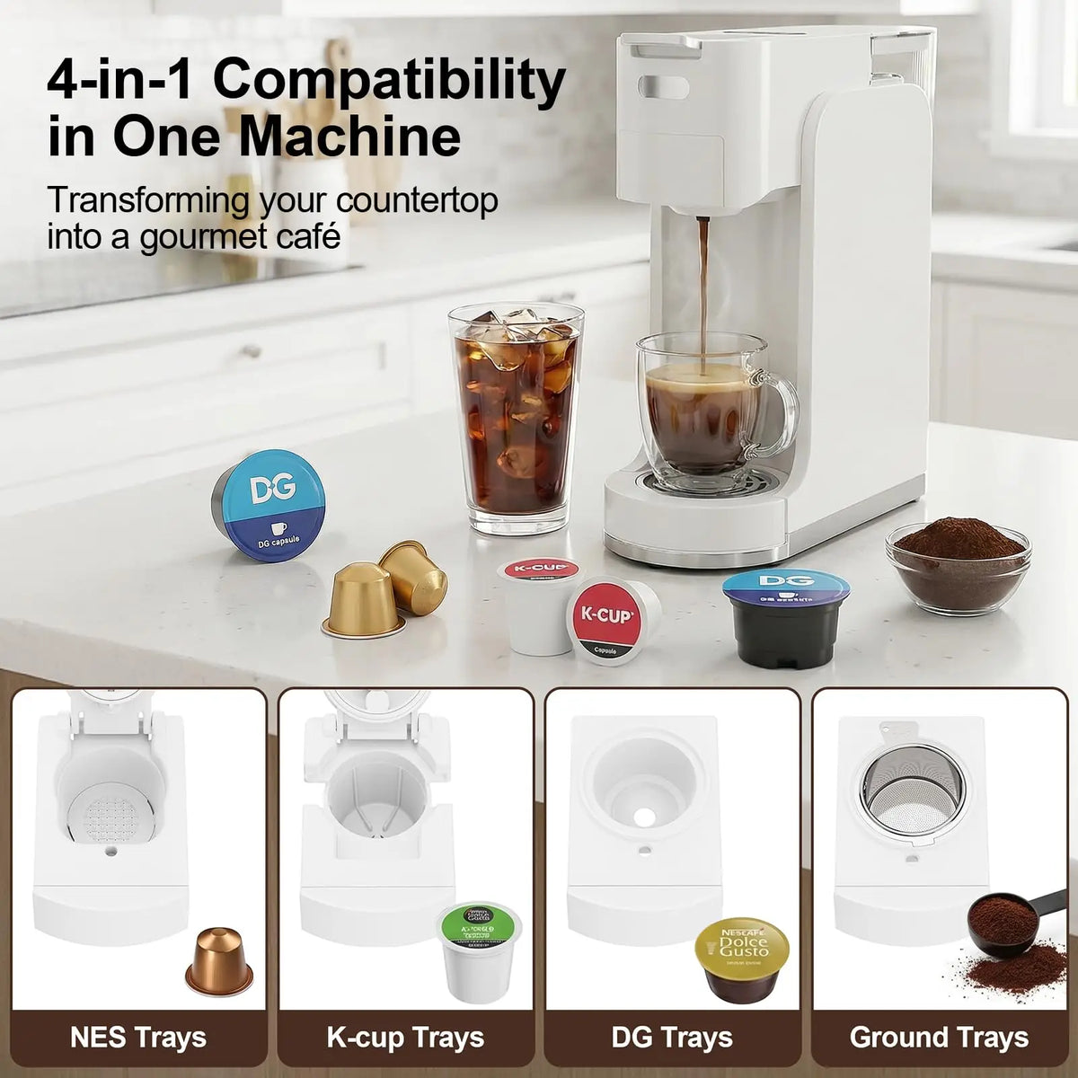 Single Serve Coffee Maker Four In One 20 Bar Espresso